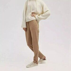 Gentle Herd Cashmere Joggers Tan Size L Pull On Comfy Stretch
